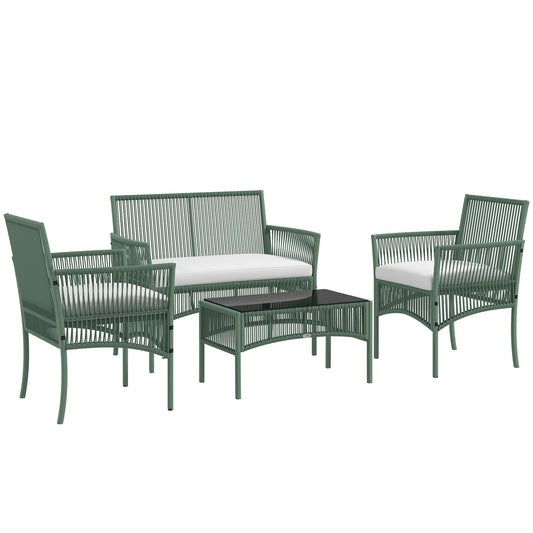 Conjunto De Jardín Outsunny Acero, Pe Verde Oscuro 100x56x80 Cm_0