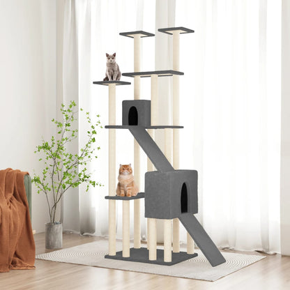 Rascador Para Gatos Con Postes De Sisal Gris Oscuro 190 Cm_1