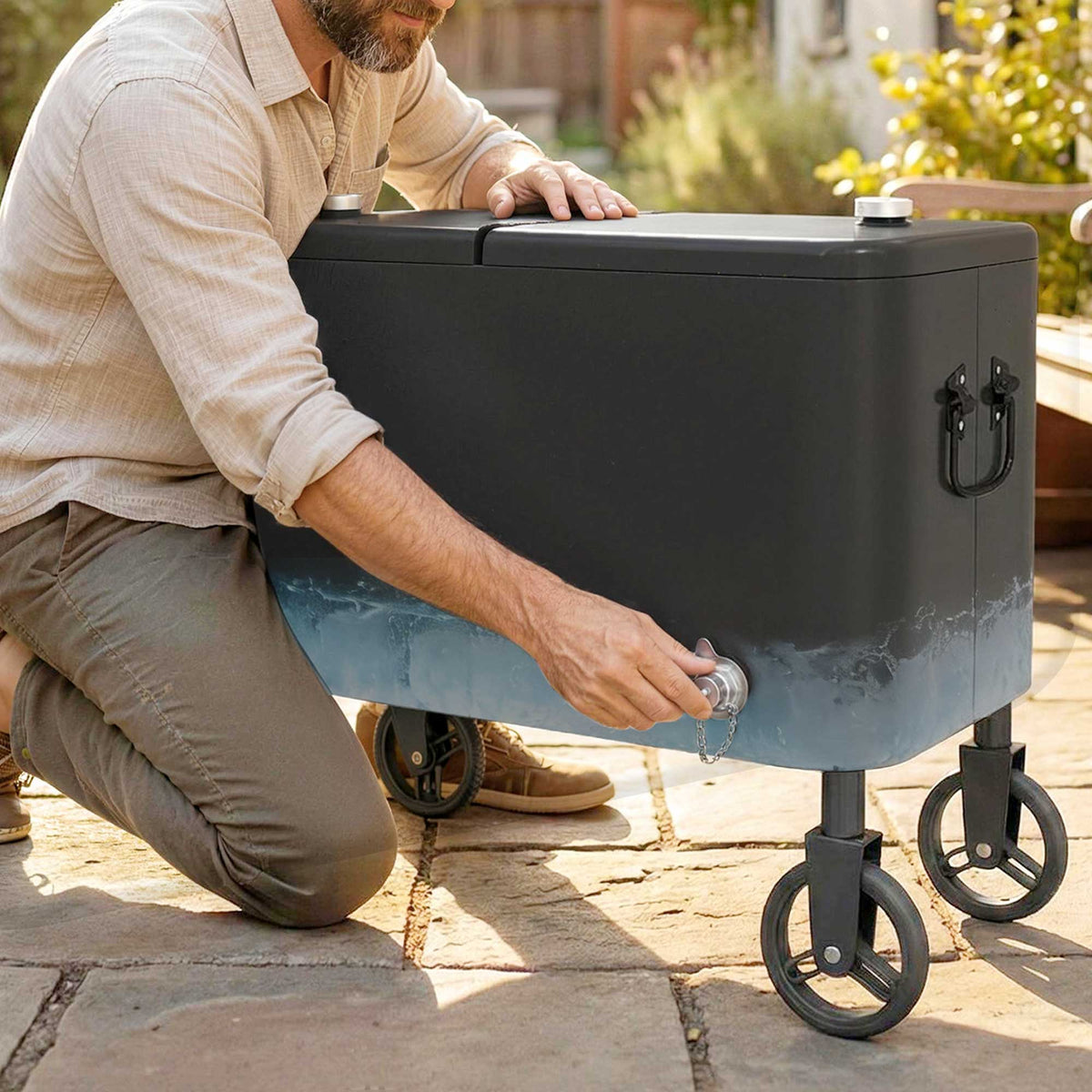 Carrito Nevera Outsunny Acero, Pu Negro 75x35x120 Cm_4