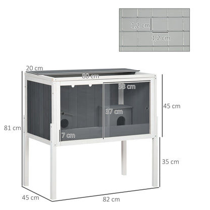 Pawhut Jaula Para Hámster De Madera 82x45x81 Cm Con 2 Puertas De Acrílico Gris_2