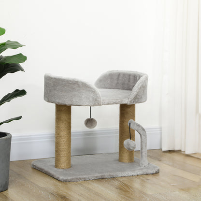 Pawhut Árbol Rascador Para Gatos Pequeños Altura 42 Cm 48x38x42 Cm Gris Claro_1
