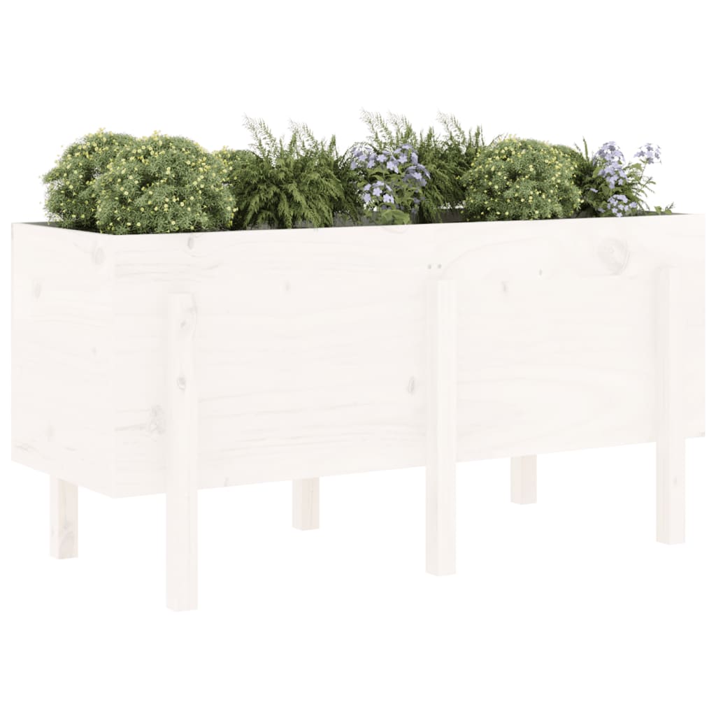Arriate Elevado De Jardín Madera Maciza Pino Blanco 121x50x57cm_2