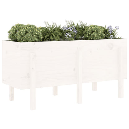 Arriate Elevado De Jardín Madera Maciza Pino Blanco 121x50x57cm_2