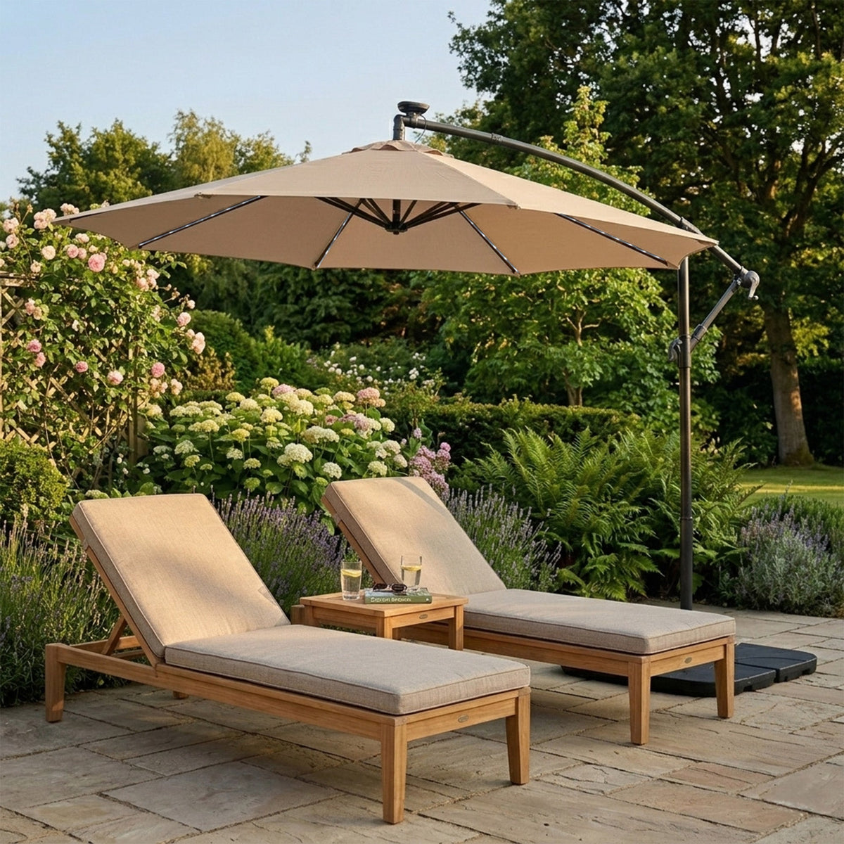 Parasol Excéntrico Led De 3 M – Beige_3