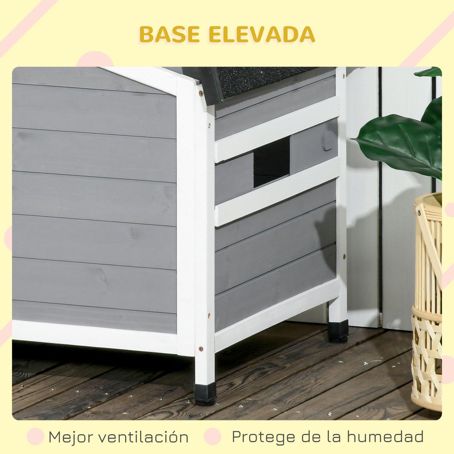 Pawhut Caseta Para Perros De Exterior Con Techo Asfáltico 97x72x65 Cm Gris_3