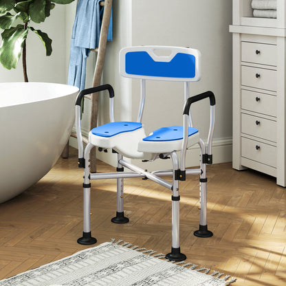 Homcom Silla Ducha Personas Mayores Con Asiento Ranurado Carga 136 Kg Azul_1