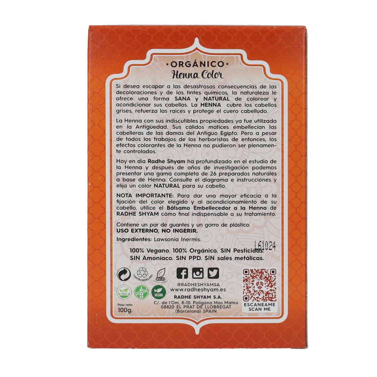 Henna polvo cobre, Radhe Shyam, 100 g