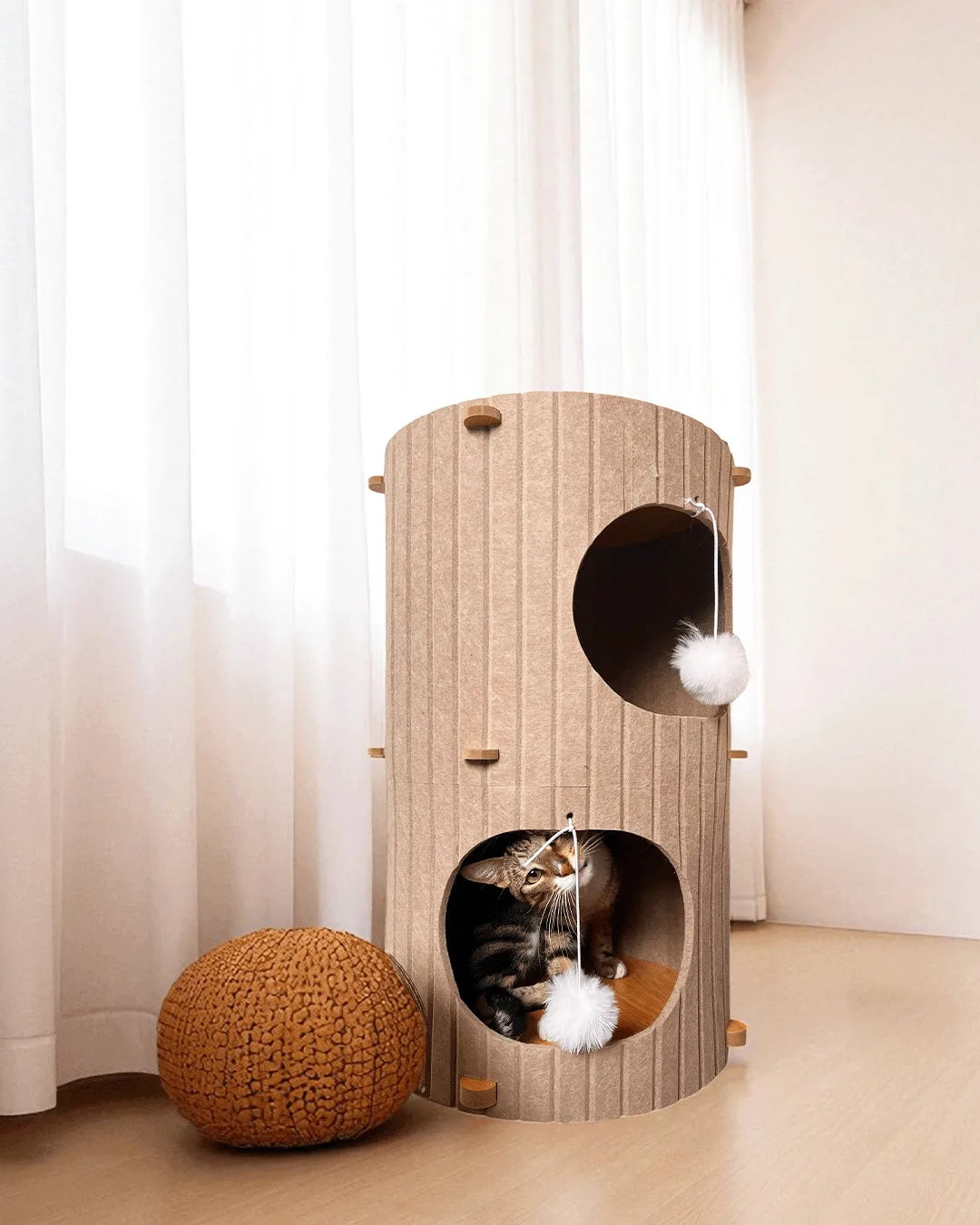 Casa De Fieltro Para Gatos Mediterráneo Refugio Cálido Y Portátil De Fieltro Althea Living 60x40x40cm_3