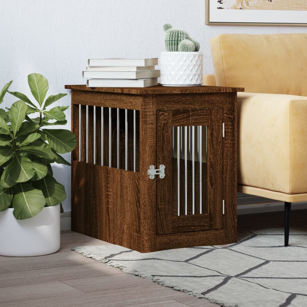 Jaula Para Perros Madera De Ingeniería Roble Marrón 45x62x59 Cm_1