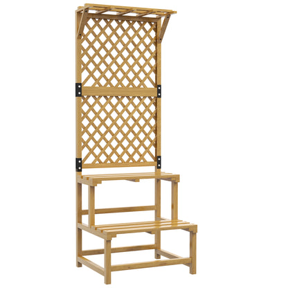 Outsunny Soporte Para Plantas De Madera De 2 Niveles Con Enrejado Natural_0