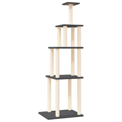 Rascador Para Gatos Con Postes De Sisal Gris Oscuro 183 Cm_0
