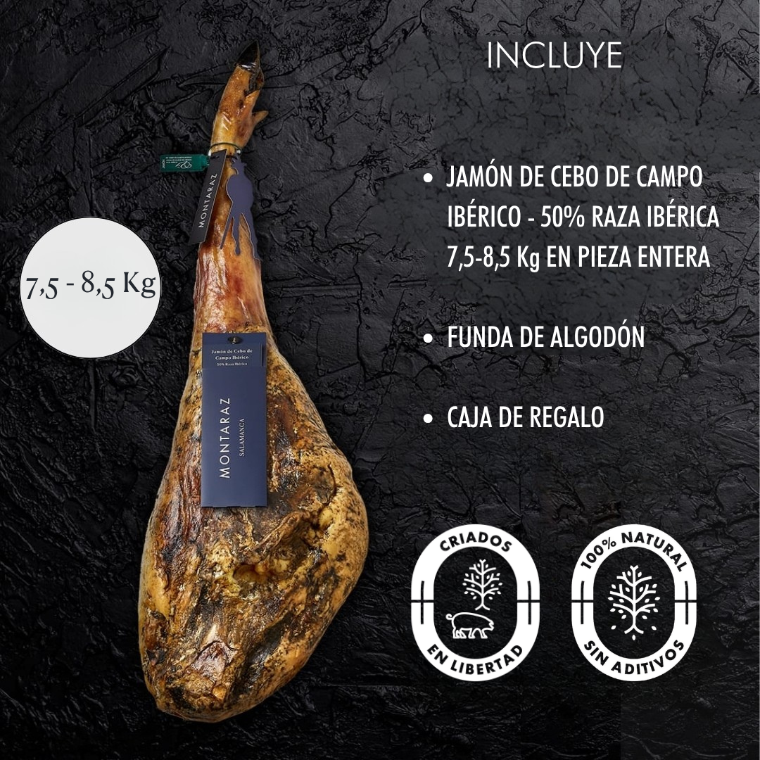 Jamon De Cebo De Campo Ibérico | 50% Raza Ibérica | Curación 24 Meses | Pieza De 7,5-8,5 Kg | 100% Natural_2