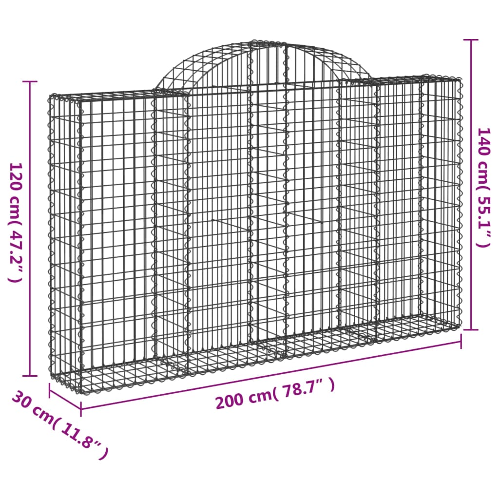 Cestas De Gaviones 3 Uds Forma De Arco Hierro 200x30x120/140 Cm_5
