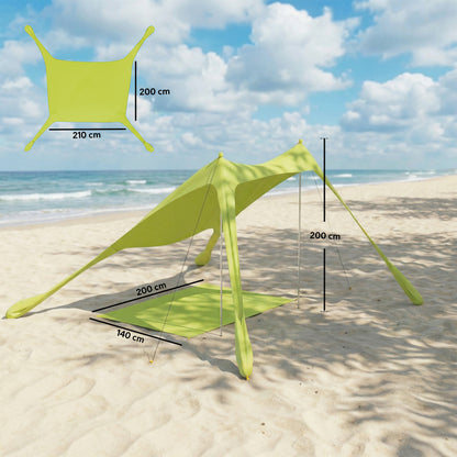 Toldo De Playa Outsunny Aluminio, Poliéster Verde 208x200x200 Cm_2