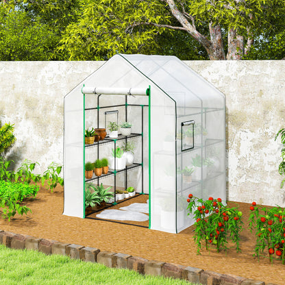 Outsunny Invernadero De Exterior Con 6 Estantes Puerta Enrollable 140x143x190 Cm_3