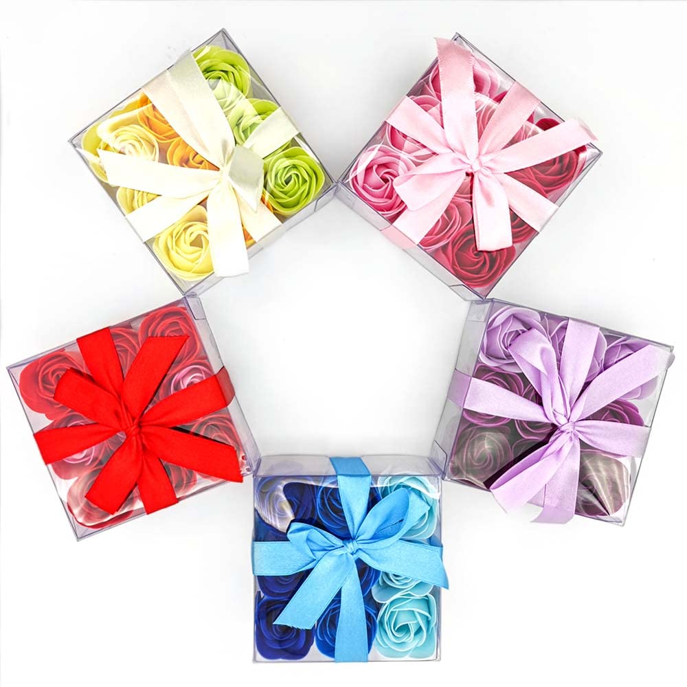 Pack 10 Cajas 9 Rosas De Jabón (lila) - Flores Con Pétalos De Jabón Perfumados - Regalo Original Para Días Especiales_4