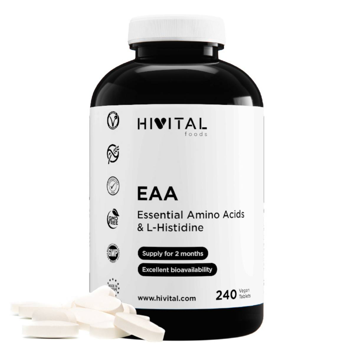 EAA aminoácidos esenciales Hivital 240 comprimidos veganos