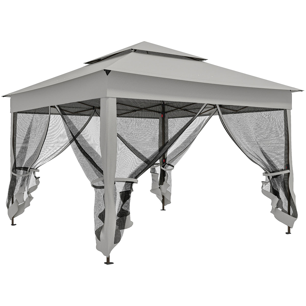 Outsunny Carpa Plegable3,3x3,3 M Con 4 Paredes Laterales De Malla Gris Claro_0