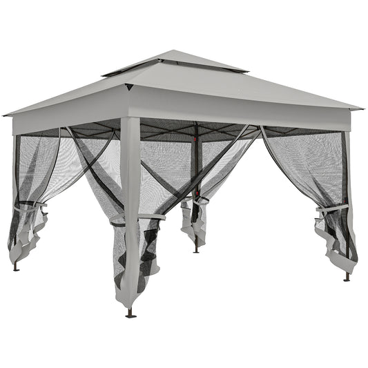 Outsunny Carpa Plegable3,3x3,3 M Con 4 Paredes Laterales De Malla Gris Claro_0