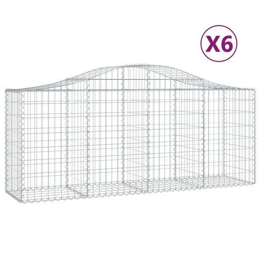 Cestas De Gaviones 6 Uds Forma De Arco Hierro 200x50x80/100 Cm_0