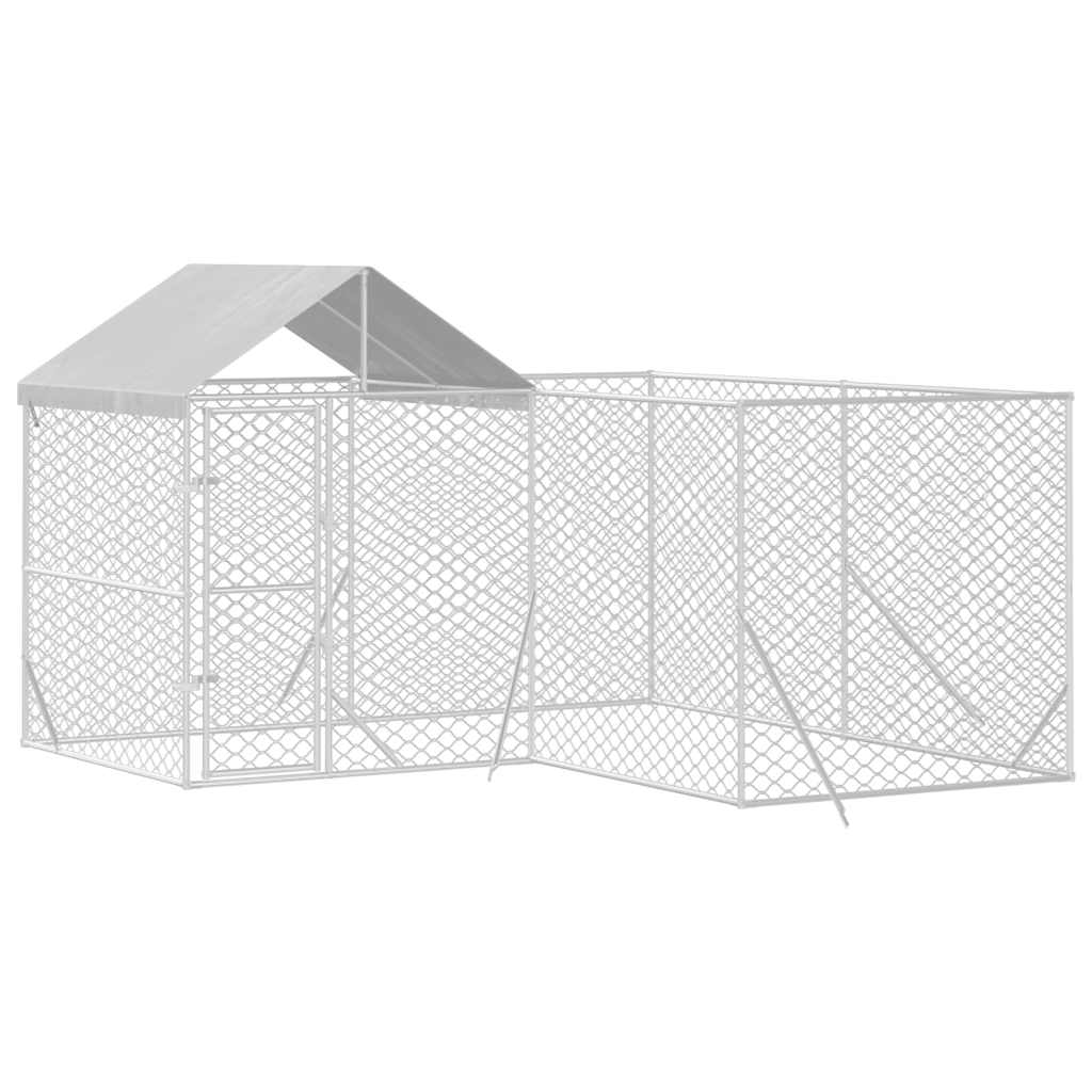 Perrera De Exterior Con Techo Acero Galvanizado Plata 4x4x2,5 M_2