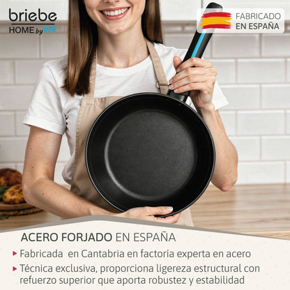 Briebe Sartén Inducción Acero Forjado 28 Cm Antiadherente Sin Pfoa, Todas Cocinas, Fabricada En España, Mare, Azul_2