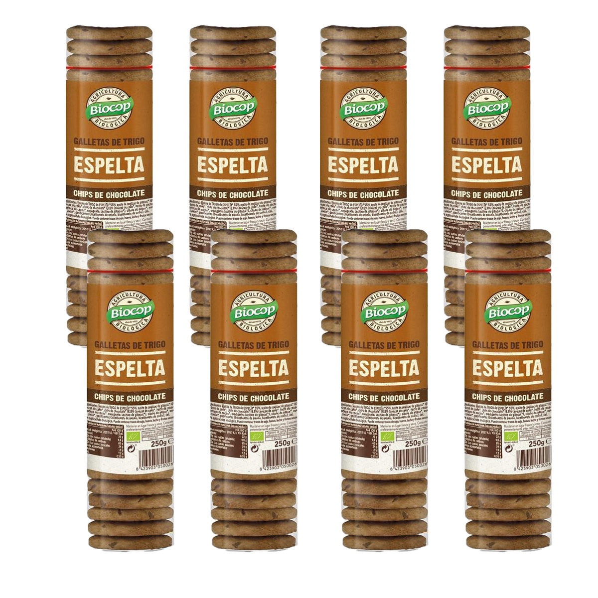 Pack 8uds Galletas de Espelta con Chips de Chocolate Bio Biocop 250 g