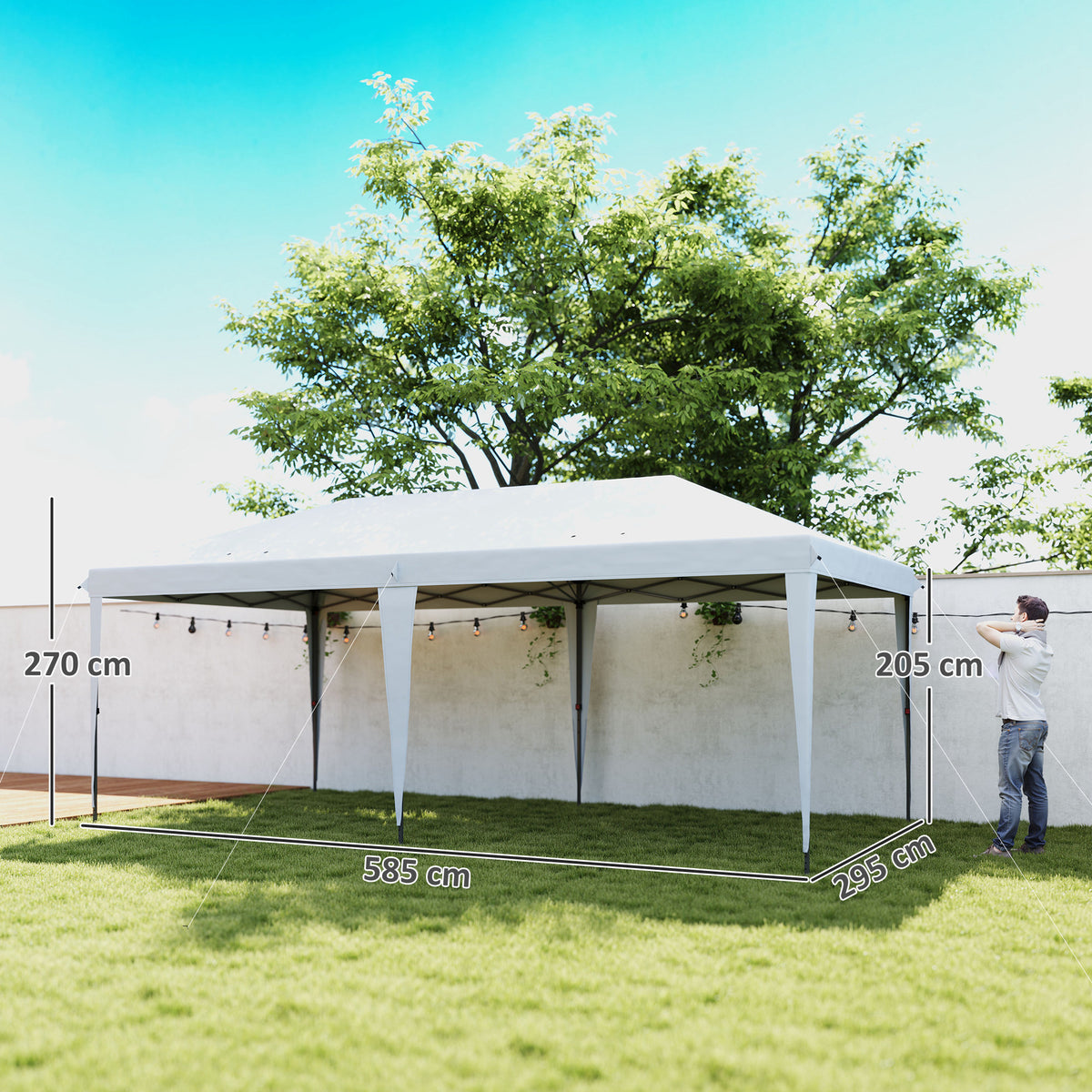 Outsunny Carpa Plegable 6x3 M Con Altura Ajustable Anti-uv Blanco_2
