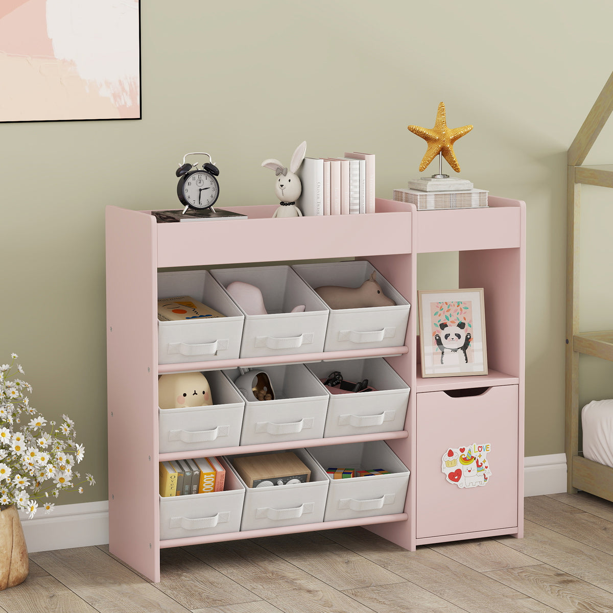 Aiyaplay Estantería Para Juguetes Para Niños Con Cestas Extraíbles Rosa_3