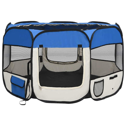 Parque De Perros Plegable Y Bolsa Transporte Azul 110x110x58cm_0