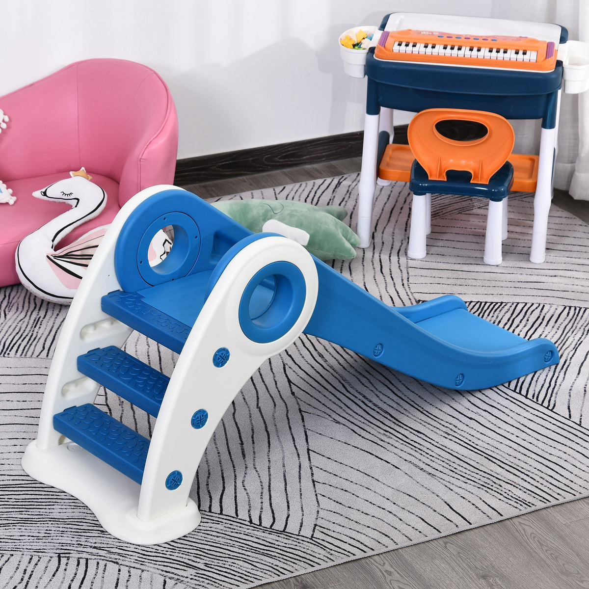 Homcom Tobogán Plegable Para Niños De 18-36 Meses Con Rampa Escalera 120x50x56cm_1