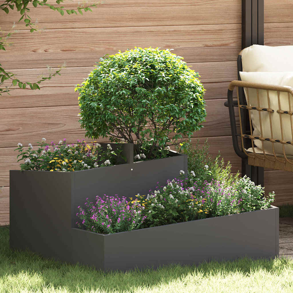 Macetero De Jardín Negro 80 X 80 X 50 Cm Acero Laminado En Frío_1