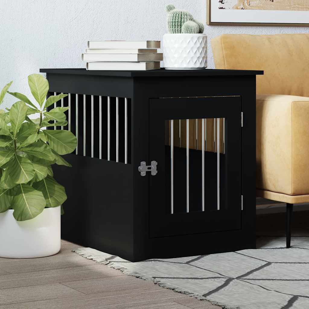 Jaula Para Perros Madera De Ingeniería Negro 55x75x65 Cm_1