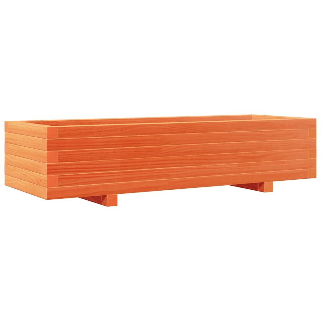 Jardinera De Madera Maciza De Pino Marrón Cera 110x40x26,5 Cm_0