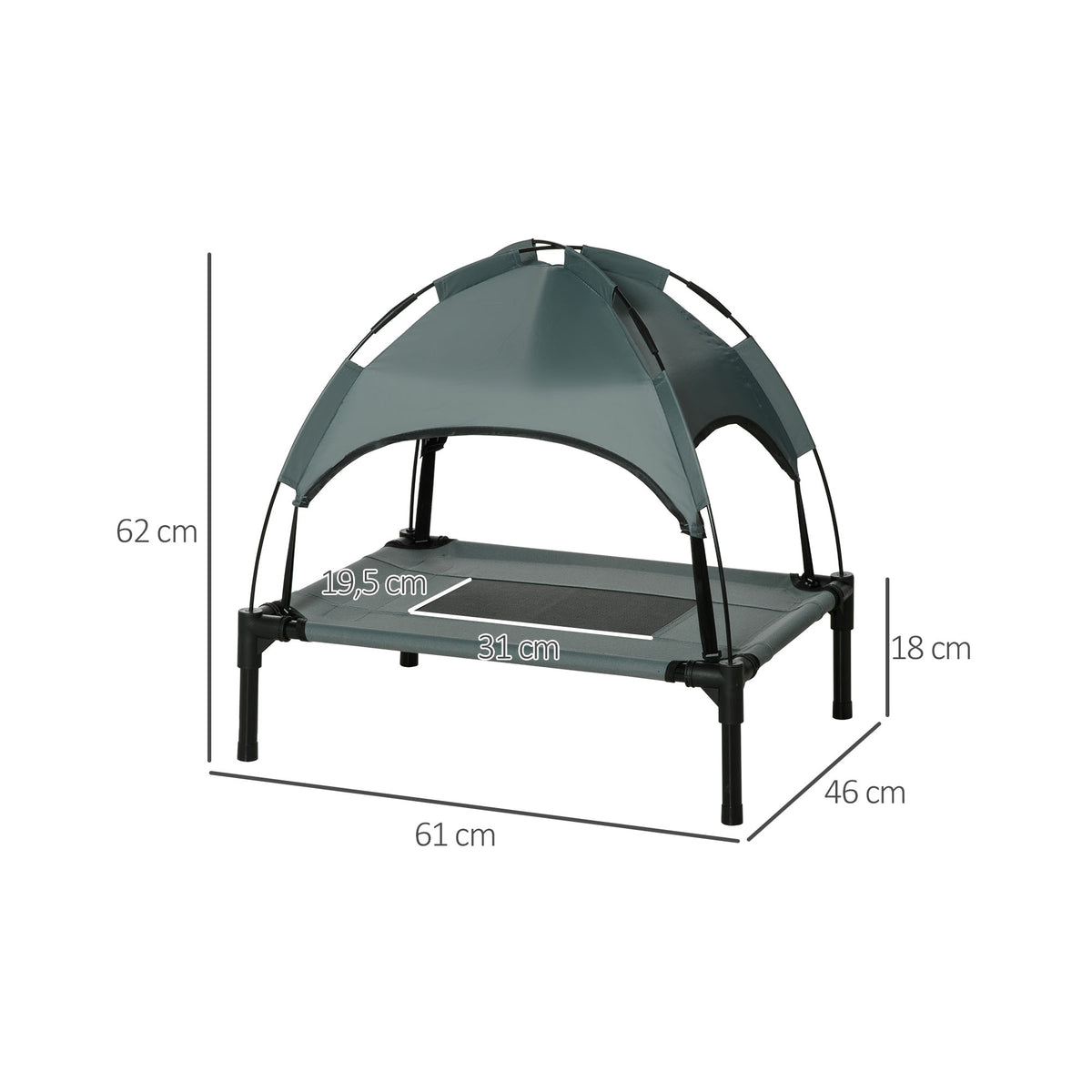 Pawhut Cama Elevada Para Mascotas Portátil Con Toldo Extraíble Exterior_2