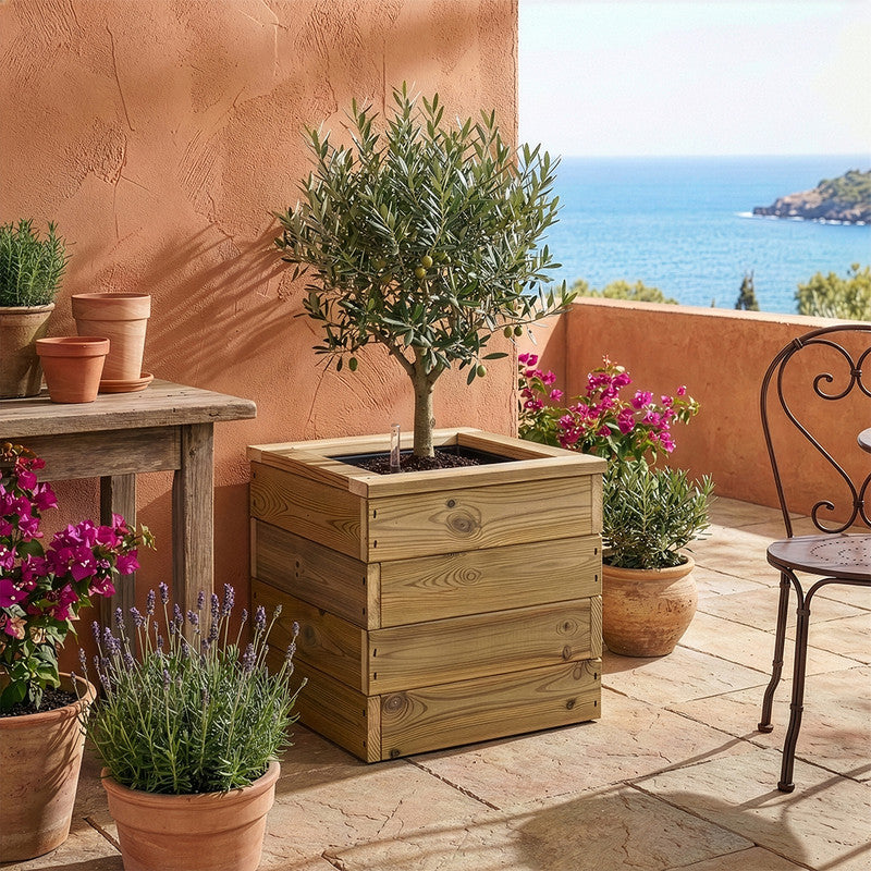 Jardinera Con Autorriego De Madera Nidum Basic Interior Y Exterior Hortalia 40x40x40 Cm_1