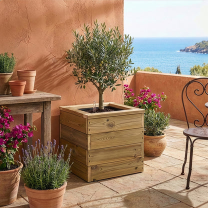 Jardinera Con Autorriego De Madera Nidum Basic Interior Y Exterior Hortalia 40x40x40 Cm_1