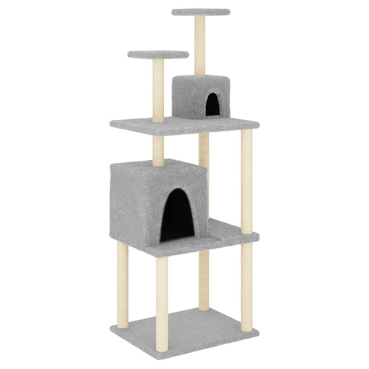 Rascador Para Gatos Con Postes De Sisal Gris Claro 167 Cm_0