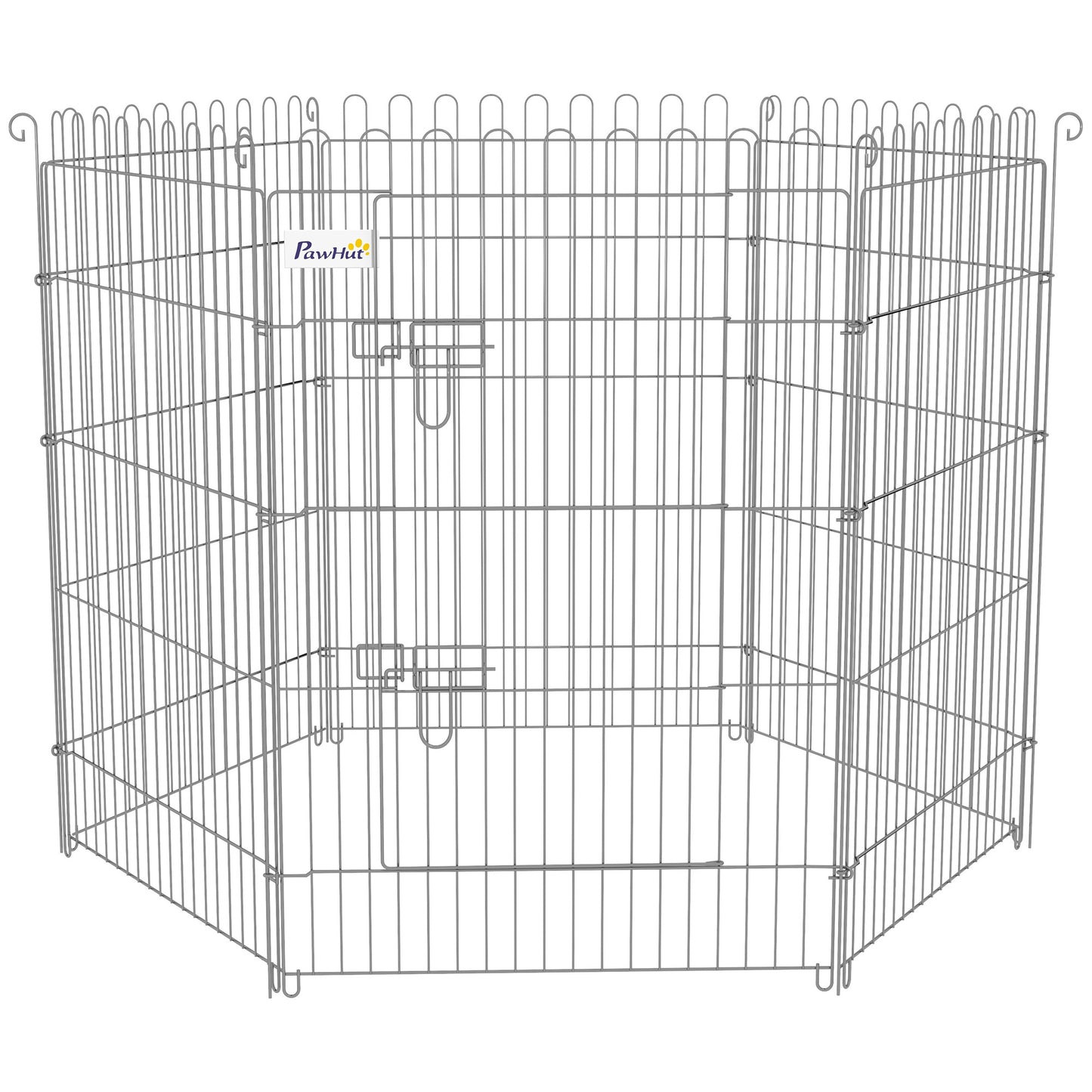 Pawhut Parque Para Perros De 8 Piezas 63x91 Cm Con 1 Puerta Plata_4