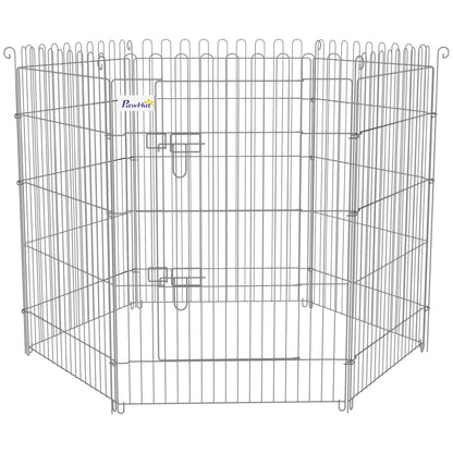 Pawhut Parque Para Perros De 8 Piezas 63x91 Cm Con 1 Puerta Plata_4