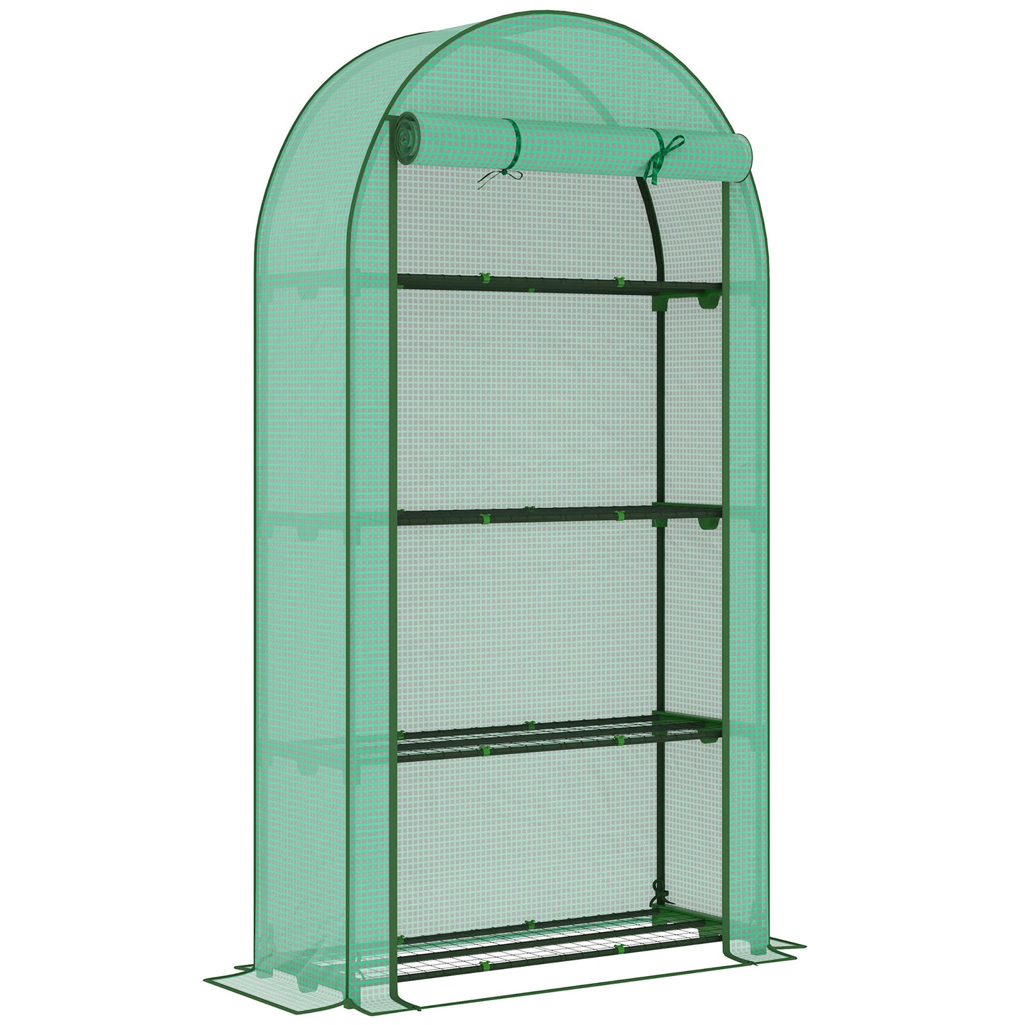 Outsunny Invernadero De Exterior Con 4 Estantes Puerta Enrollable 105x45x160 Cm_0