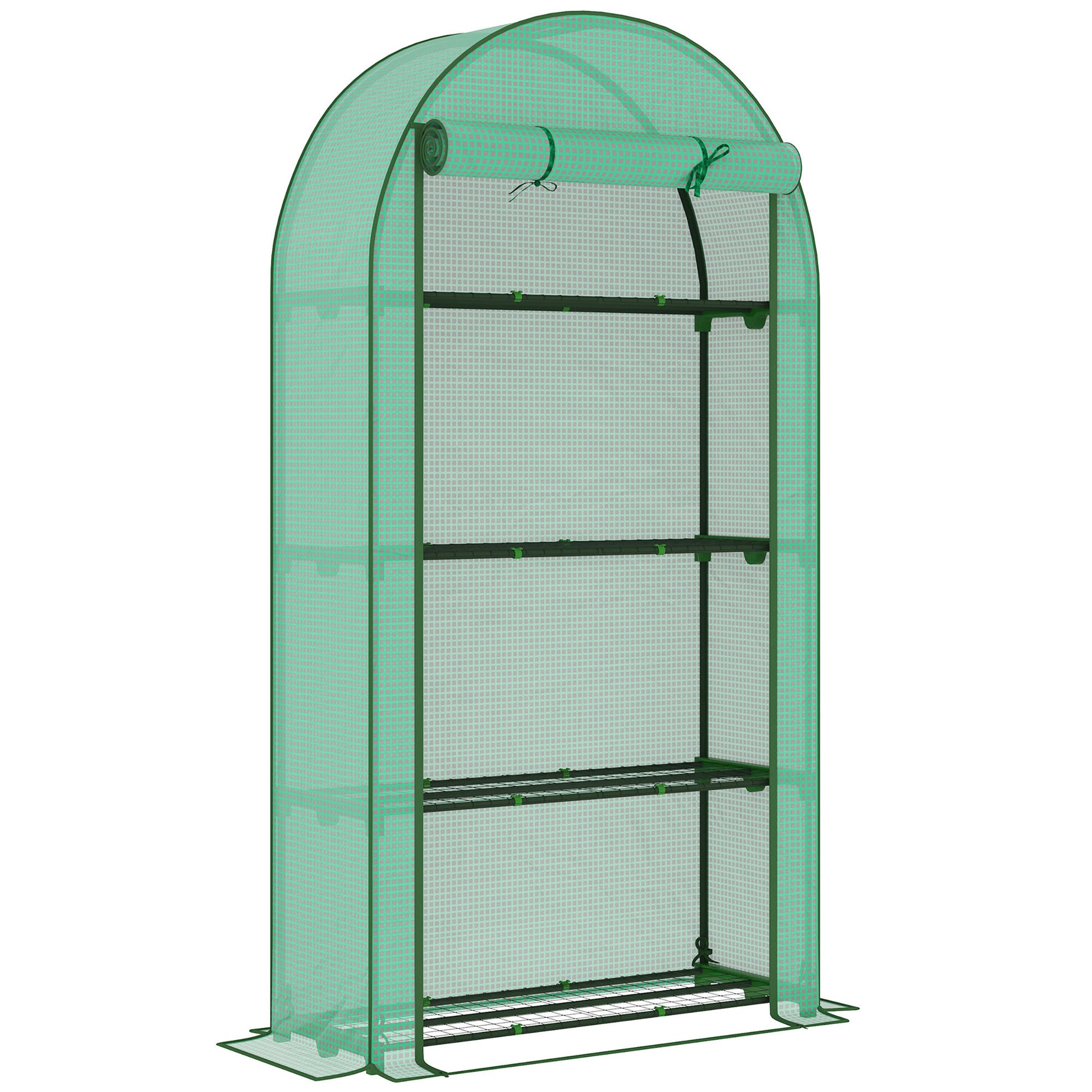 Outsunny Invernadero De Exterior Con 4 Estantes Puerta Enrollable 105x45x160 Cm_0