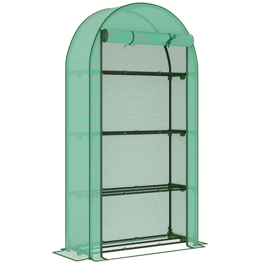 Outsunny Invernadero De Exterior Con 4 Estantes Puerta Enrollable 105x45x160 Cm_0