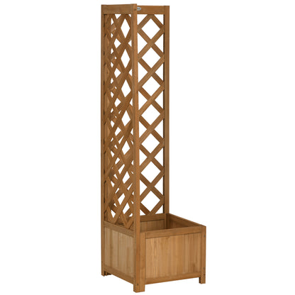 Outsunny Jardinera Con Enrejado De Madera Para Trepadoras Cultivos 40x40x145 Cm_0