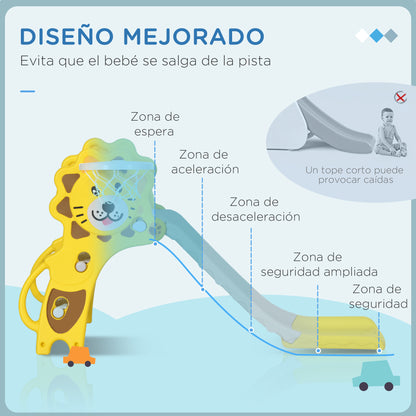 Aiyaplay Tobogán Infantil 3 En 1 Con 2 Escaleras 131x50x74 Cm Amarillo Y Gris_5