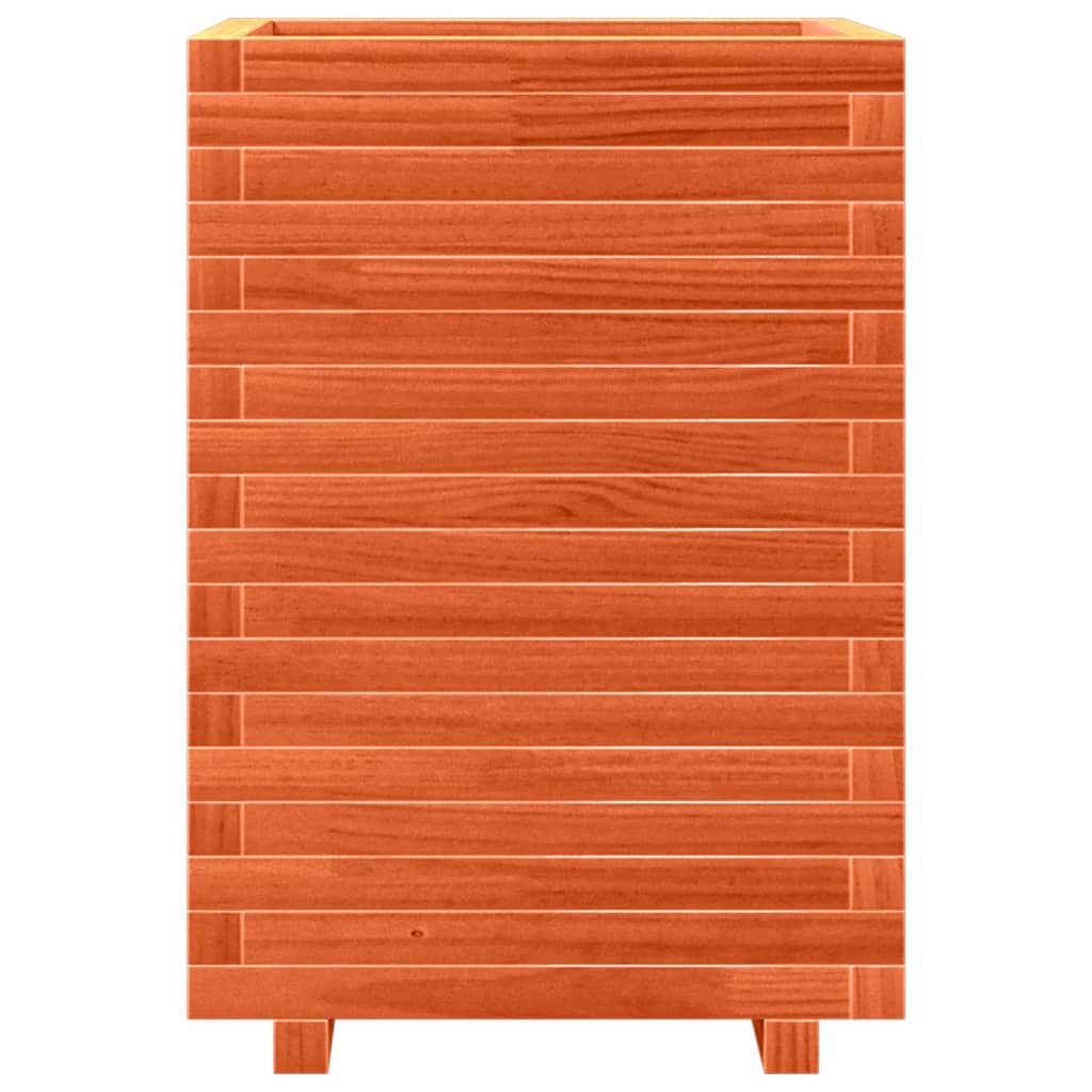 Jardinera Madera Maciza De Pino Marrón Cera 50x50x72 Cm_4