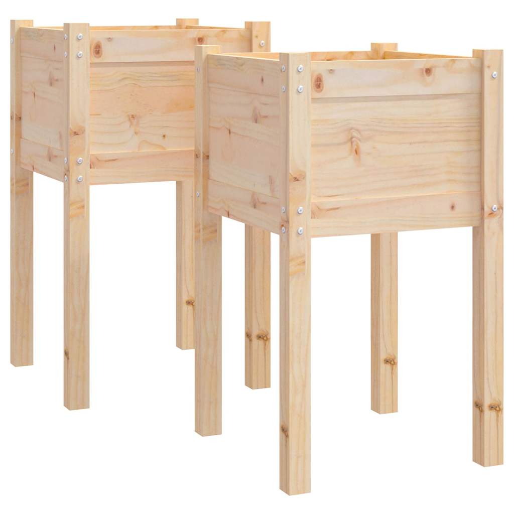 Jardineras 2 Uds Madera Maciza De Pino 40x40x70 Cm_0