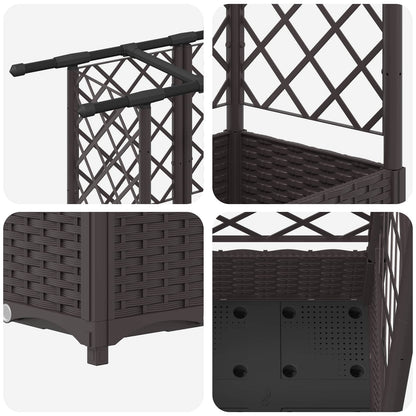 Cama Elevada Con Trellis Y Techo Marrón 202,5 X 40 X 121 Cm Pp_5