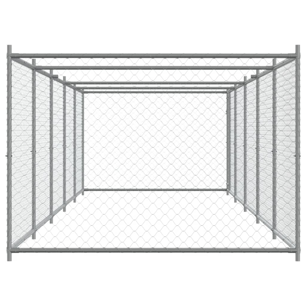 Jaula De Perros Con Puerta Acero Galvanizado Gris 10x2x1,5 M_4