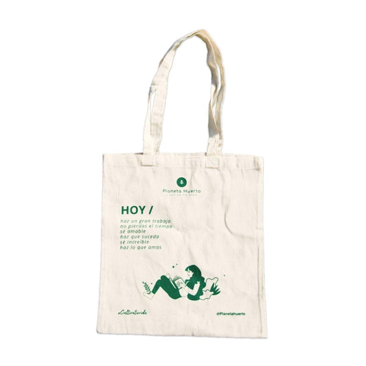 Bolsa de tela con diseño mujer Planeta Huerto 40cm x 40cm